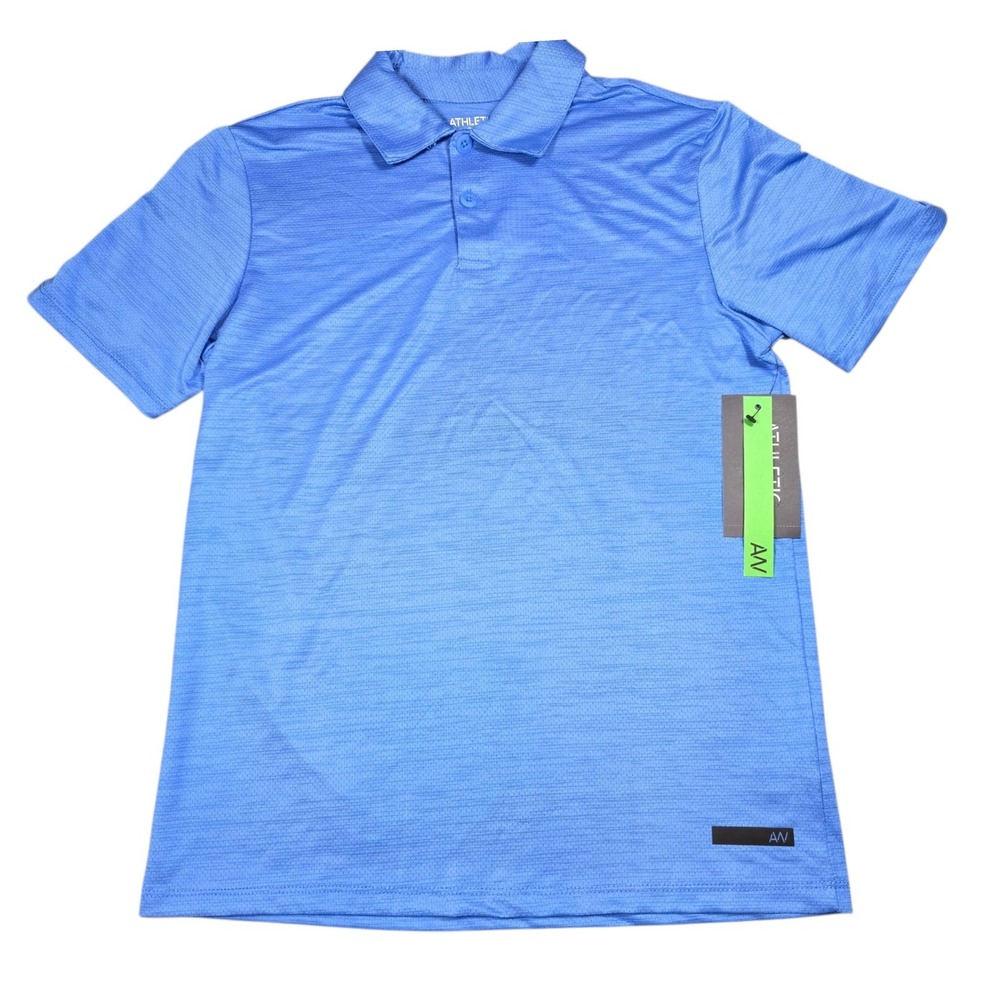 Athletic Works Boys Blue Short Sleeve‎ Polo Shirt Size L 10-12 Cabana Swim New